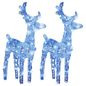 vidaXL Kerstrendieren 2 st 80 LED's acryl blauw