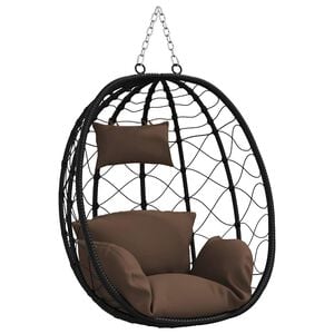 vidaXL Hangende ei-stoel poly rattan 91,5 x 54,5 x 107 cm Koffiebruin