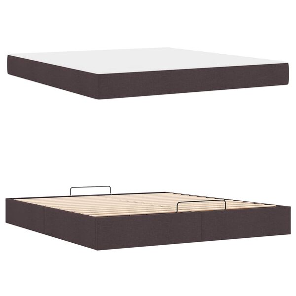 vidaXL Bedframe met matras met matras 2 pcs Tan Stof