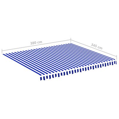 vidaXL Vervangingsdoek voor luifel 4x3,5 m blauw en wit