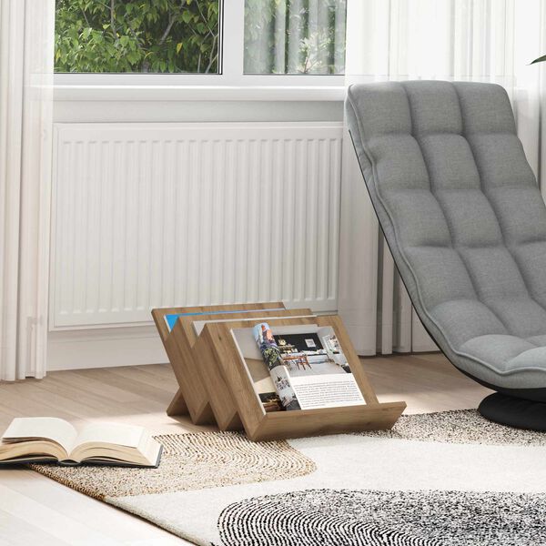 vidaXL Tijdschrift Rek Artisan Eiken 53 x 40 x 28.5 cm Bewerkt hout