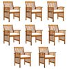 vidaXL Tuinstoelen 8 stuks met kussens, massief acaciahout