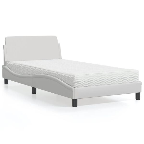 vidaXL Bed met matras "Dover" kunstleer wit 100x200 cm