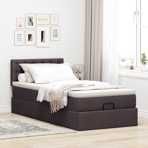 vidaXL Ottoman bed met matras 80x200cm stof donkerbruin