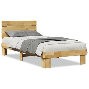 vidaXL Bedframe hoofdeinde zonder matras 75x190 cm massief hout eiken