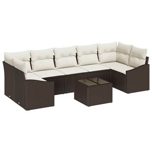 vidaXL Bankstel 8 st Bruin en Cr&egrave;me poly rattan