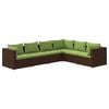 vidaXL 6-delige Loungeset met kussens poly rattan bruin