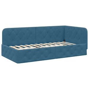 vidaXL Hoekbedframe met hoofdeinde Blauw 90 x 190 cm Fluweel