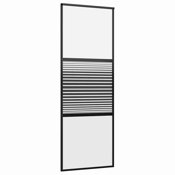 vidaXL Schuifdeur Zwart 76 x 205 cm Gehard glas en Aluminium