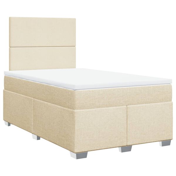 vidaXL Boxspring met matras stof cr&egrave;mekleurig 120x200 cm