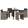 vidaXL Tuin eettafelset met kussen 5 pcs Grijs poly rattan