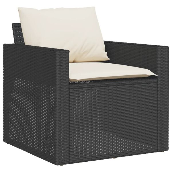 vidaXL 6-delige Loungeset met kussens poly rattan zwart