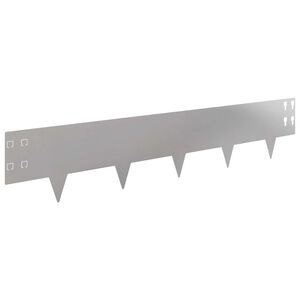 vidaXL Gazonrand 10 pcs 100 x 20 cm Staal Zilverkleurig
