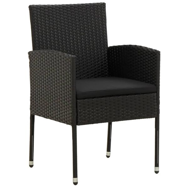 vidaXL 3-delige Tuinset poly rattan zwart