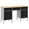 vidaXL Werk kast met lade met slot 3 st Zwart Engineered hout en staal
