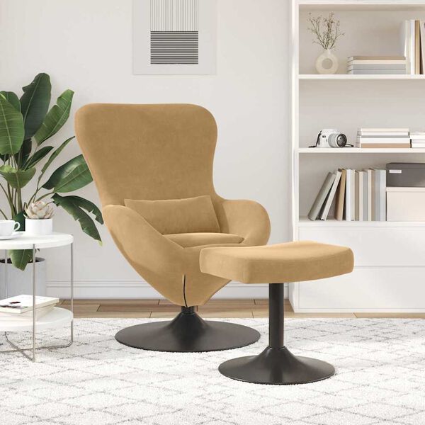 vidaXL Egg Chair met Voetsteun Bruin 63 x 73 x 90 cm Fluweel