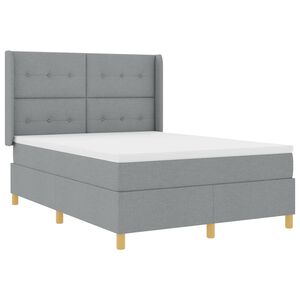 vidaXL Boxspringbed met hoofdeinde Lichtgrijs 140 x 190 cm Stof