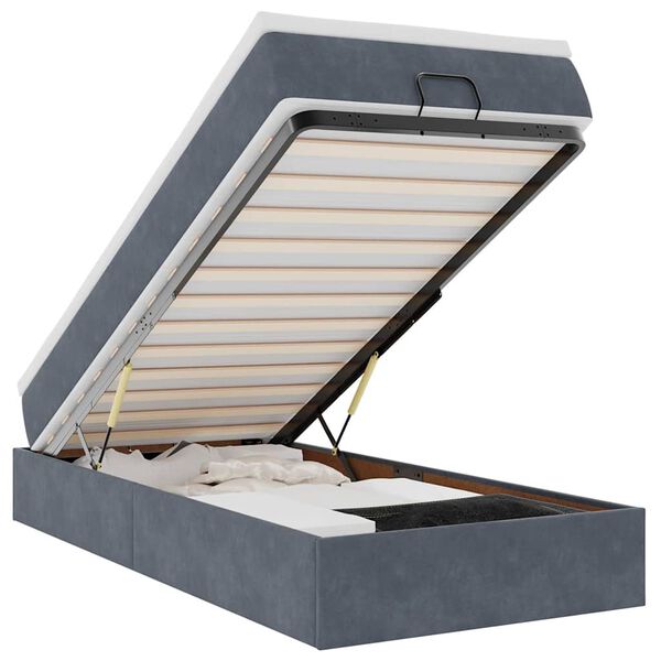 vidaXL Ottoman bed met matras 90x200cm fluweel donkergrijs