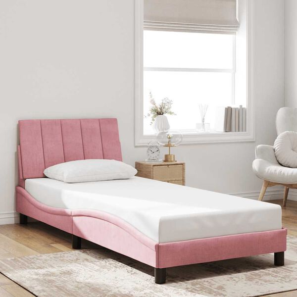 vidaXL Bedframe zonder matras "Hanko" fluweel roze 80x200 cm