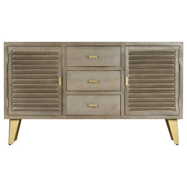 vidaXL Ladekast 140x40x80 cm massief mangohout met messing grijs