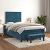 vidaXL Boxspring met matras fluweel donkerblauw 120x190 cm