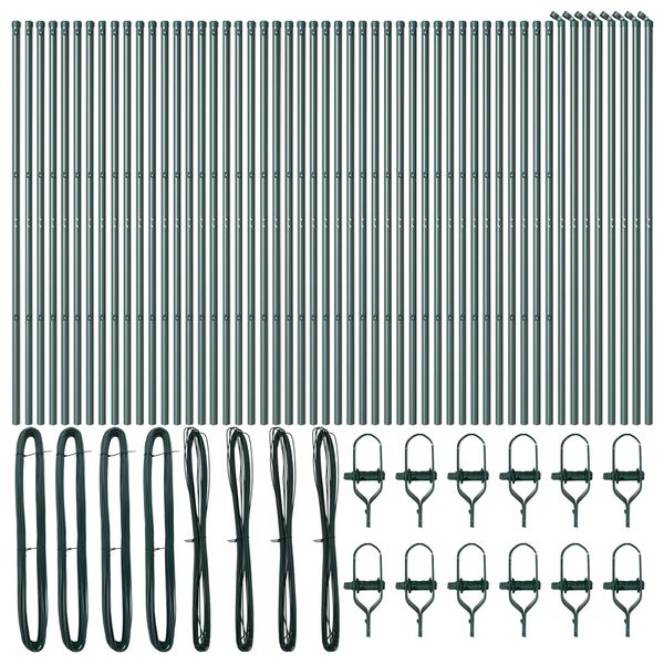 vidaXL Afrasteringspaal 52 pcs Groen 3,2 x 3,2 x 150 cm