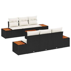 vidaXL Tuin Sofa Set met opslag 7 pcs Zwart Poly riet
