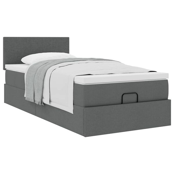 vidaXL Ottoman bed met matras 100x200cm stof donkergrijs