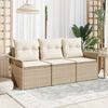 vidaXL Tuin Sofa Set met kussen met opslag 3 pcs Beige Poly riet