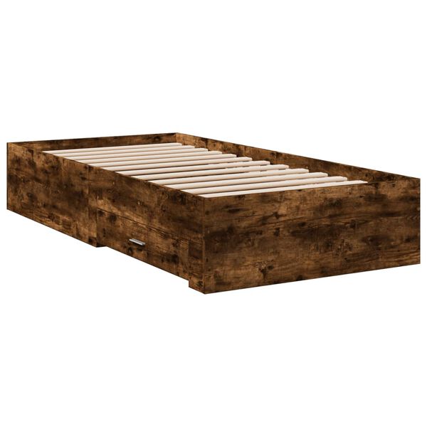 vidaXL Bedframe met lades bewerkt hout gerookt eikenkleurig 90x190 cm