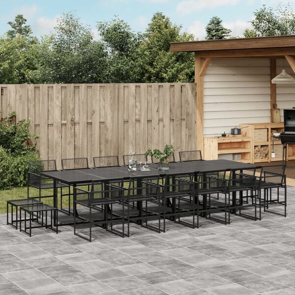 vidaXL 17-delige Tuinset poly rattan zwart