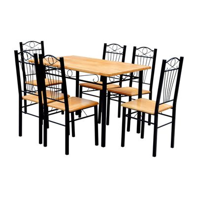 Eetkamertafel met 6 stoelen licht bruin