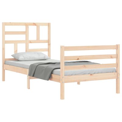 vidaXL Bedframe met hoofdbord massief hout 90x200 cm