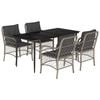 vidaXL 5-delige Tuinset met kussens poly rattan lichtgrijs