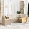 vidaXL 5-delige Loungeset met kussens poly rattan beige