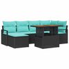 vidaXL Tuinbankenset 7 st Zwart en Teal poly rattan
