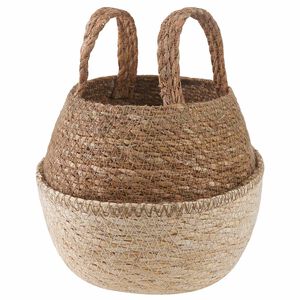 vidaXL Plantenpot met handvatten Wit &Oslash; 22 x 20 cm 100% Zeegras