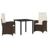 vidaXL Tuin eettafelset 3 st Bruin poly rattan