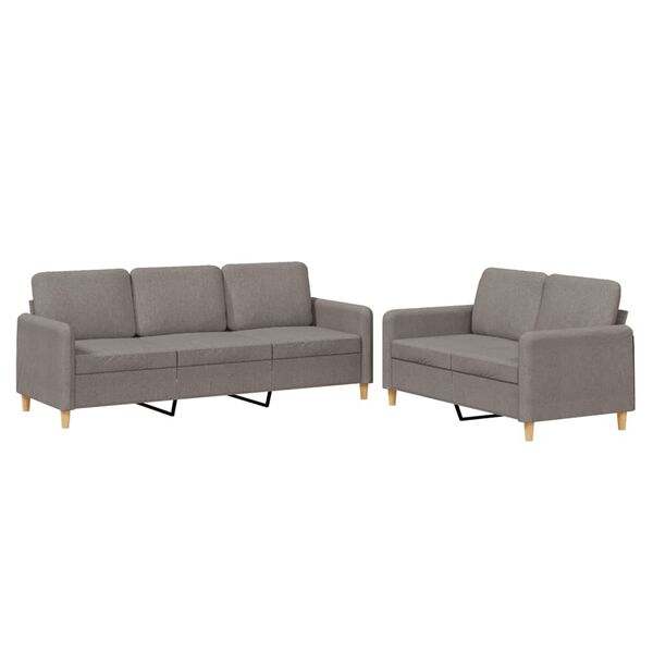 vidaXL 2-delige Loungeset met kussens stof taupe