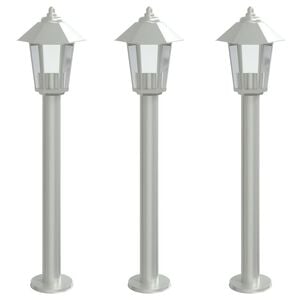 vidaXL Vloerlamp voor buiten 3 st 80 cm roestvrijstaal zilverkleurig
