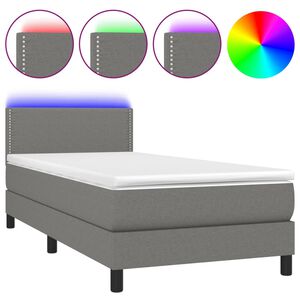 vidaXL Boxspring met matras en LED stof donkergrijs 80x200 cm