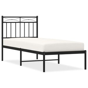 vidaXL Bedframe met hoofdbord metaal zwart 80x200 cm