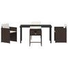 vidaXL Tuin eettafelset met kussen 5 pcs Bruin poly rattan