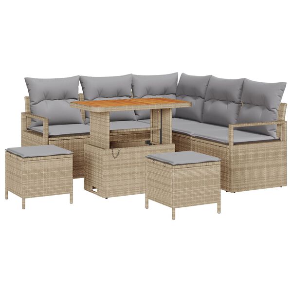 vidaXL Tuin Sofa Set met kussen met opslag 8 pcs Beige en Licht Grijs