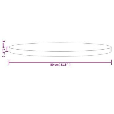 vidaXL Tafelblad rond Ø80x3 cm massief grenenhout wit