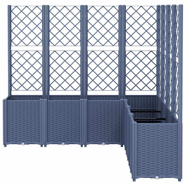 vidaXL Plantenbak met latwerk 160x160x140 cm polypropeen blauwgrijs