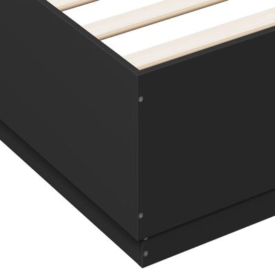 vidaXL Bedframe met LED-verlichting bewerkt hout zwart 150x200 cm