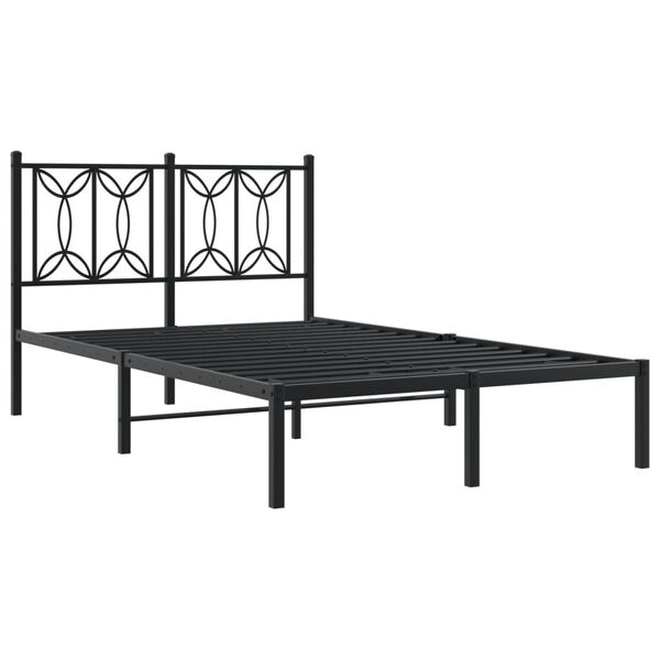 vidaXL Bedframe met hoofdbord metaal zwart 120x190 cm