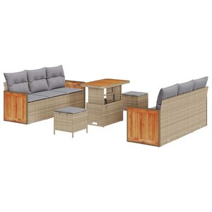 vidaXL Tuinbankenset 9 st 8-zits Beige en Licht Grijs