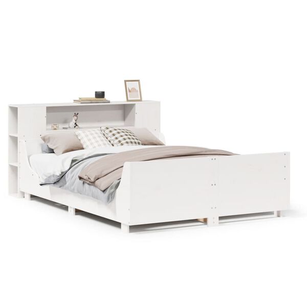 vidaXL Bedframe zonder matras massief grenenhout wit 135x190 cm